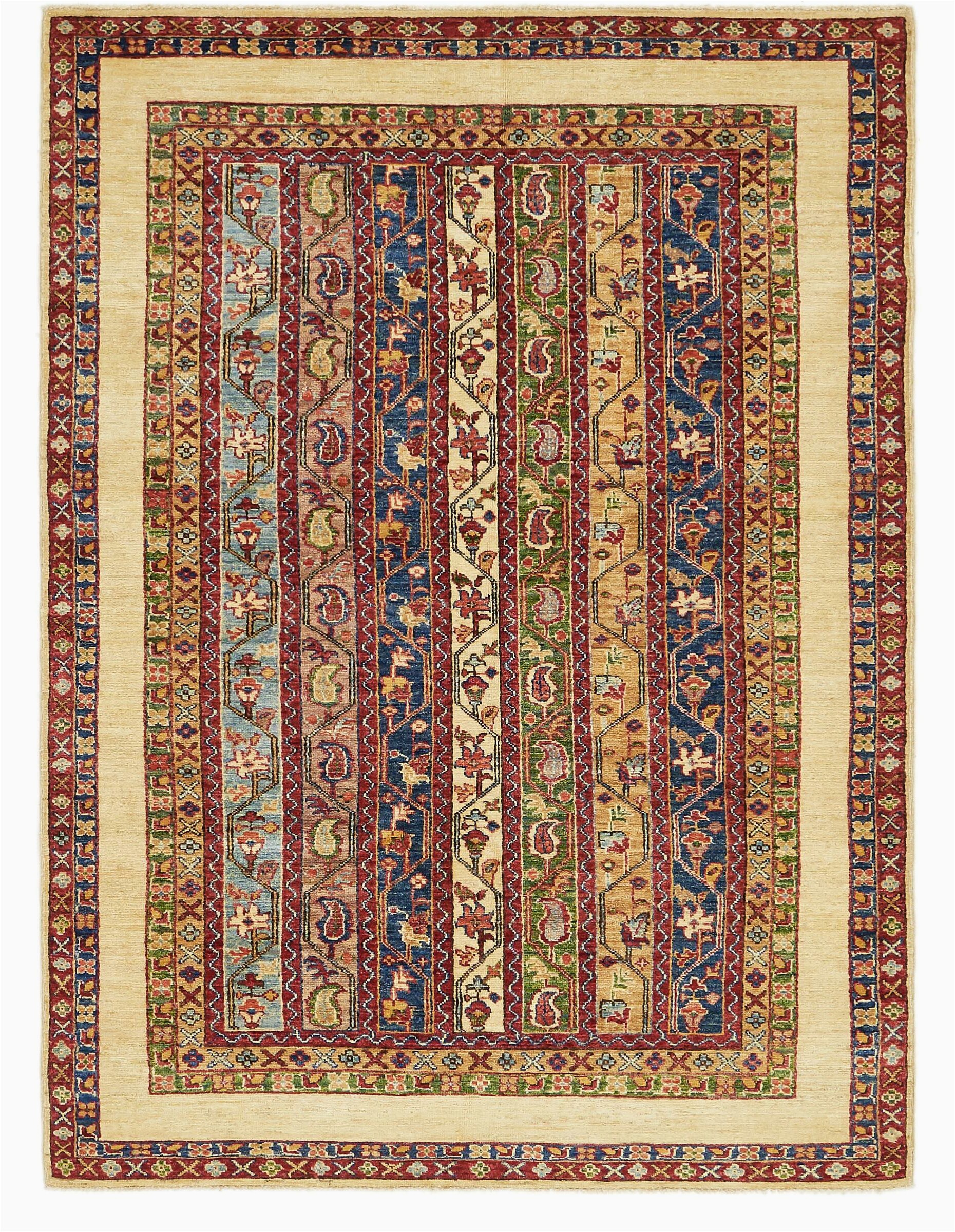 isabelline one of a kind denver hand knotted creambluered 48 x 66 wool area rug vlht3941