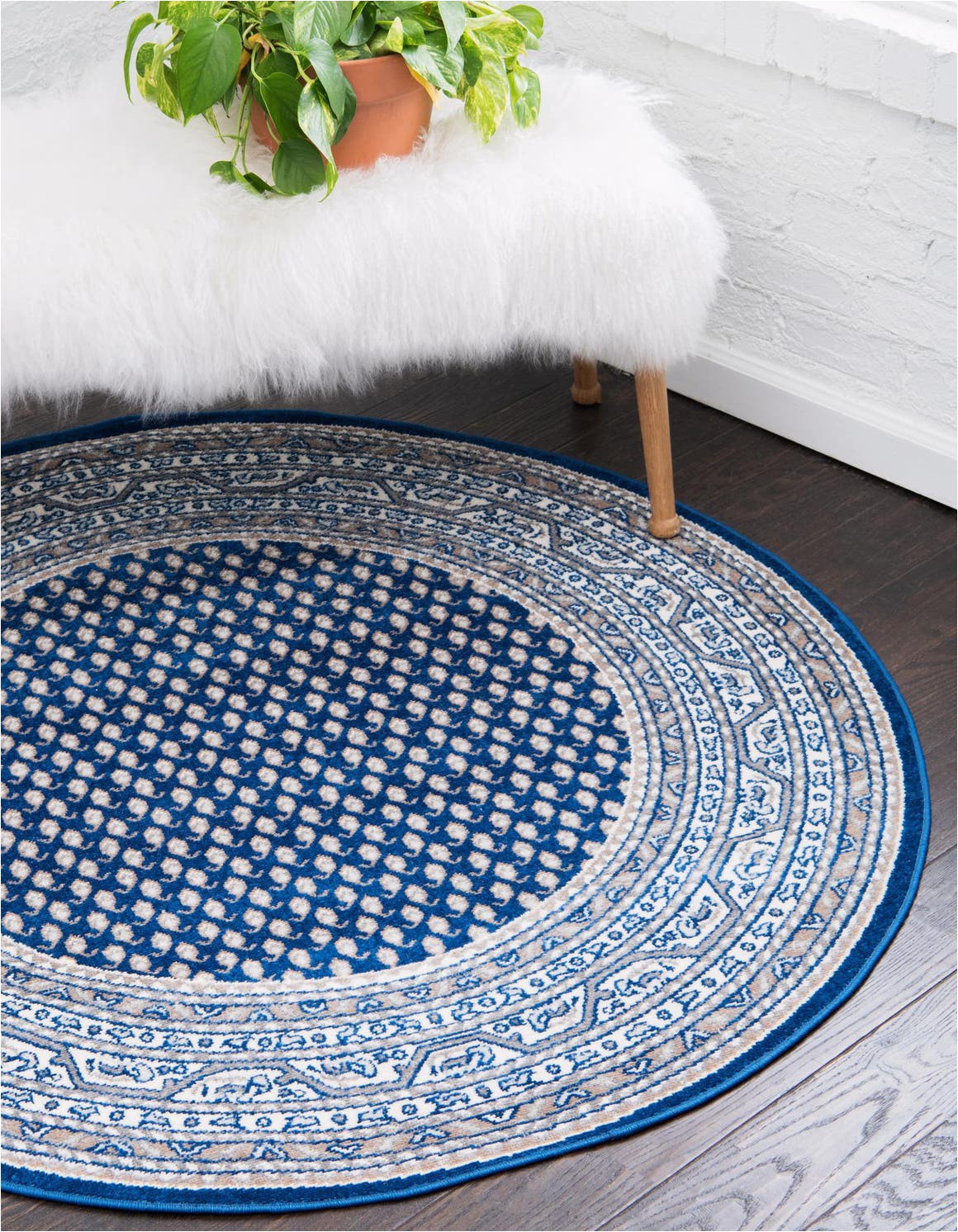 blue 5 ft round soho area rug