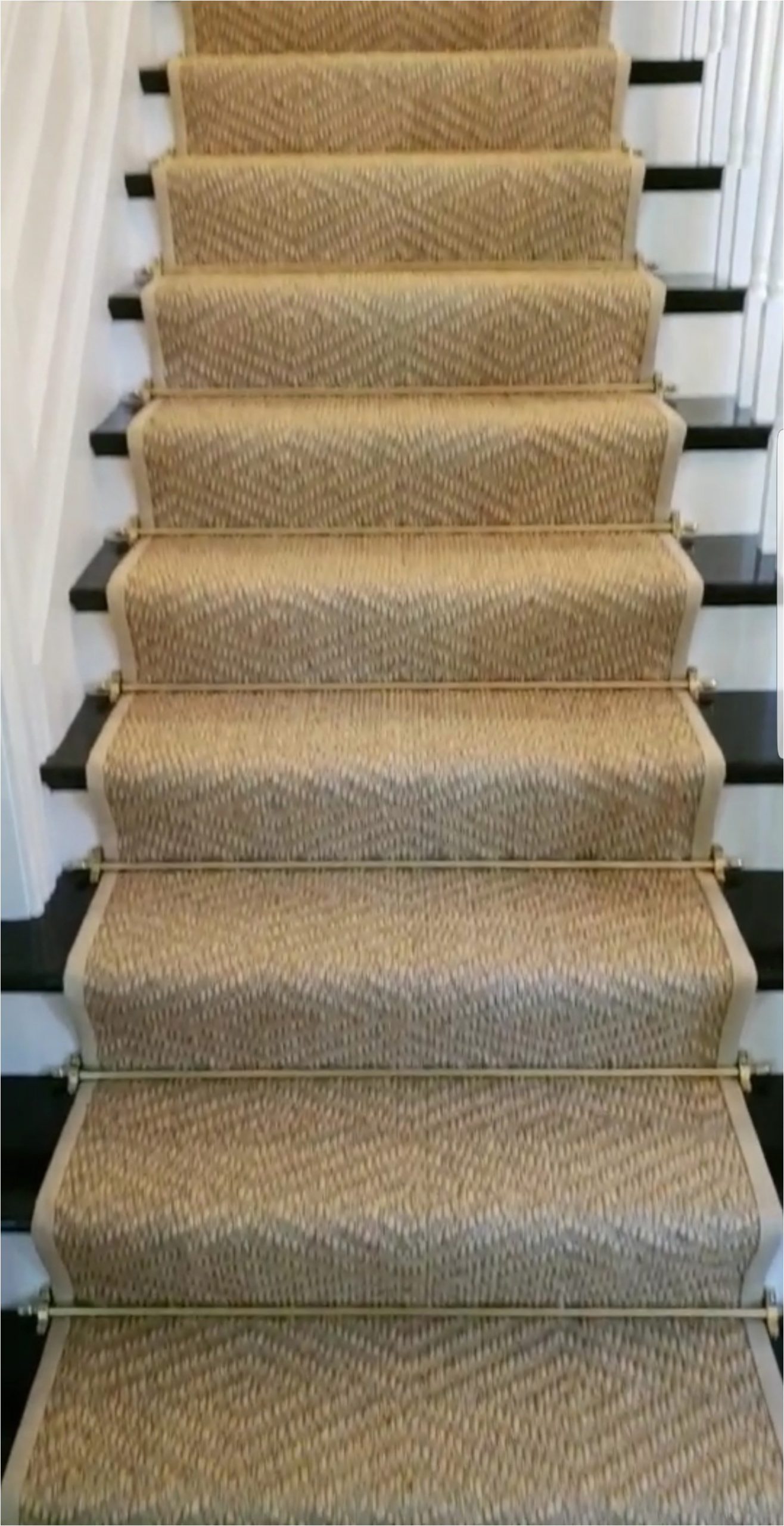 Sissal Stair Runner with Wide Binding and Stair Rods