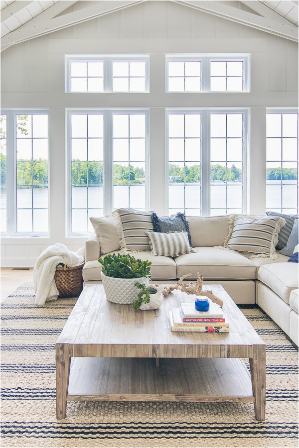 white lake house living room decor 1