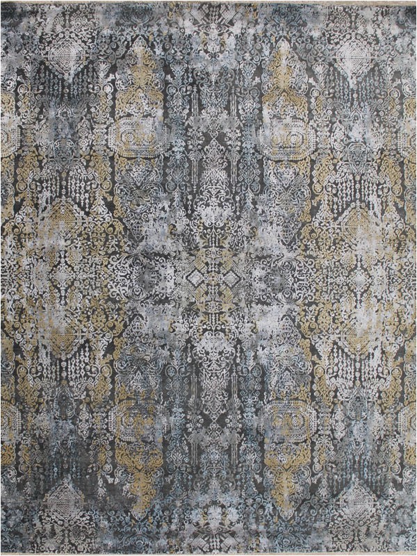 Salzburg Grey Blue Gold handknot the rug collection OH 600x800