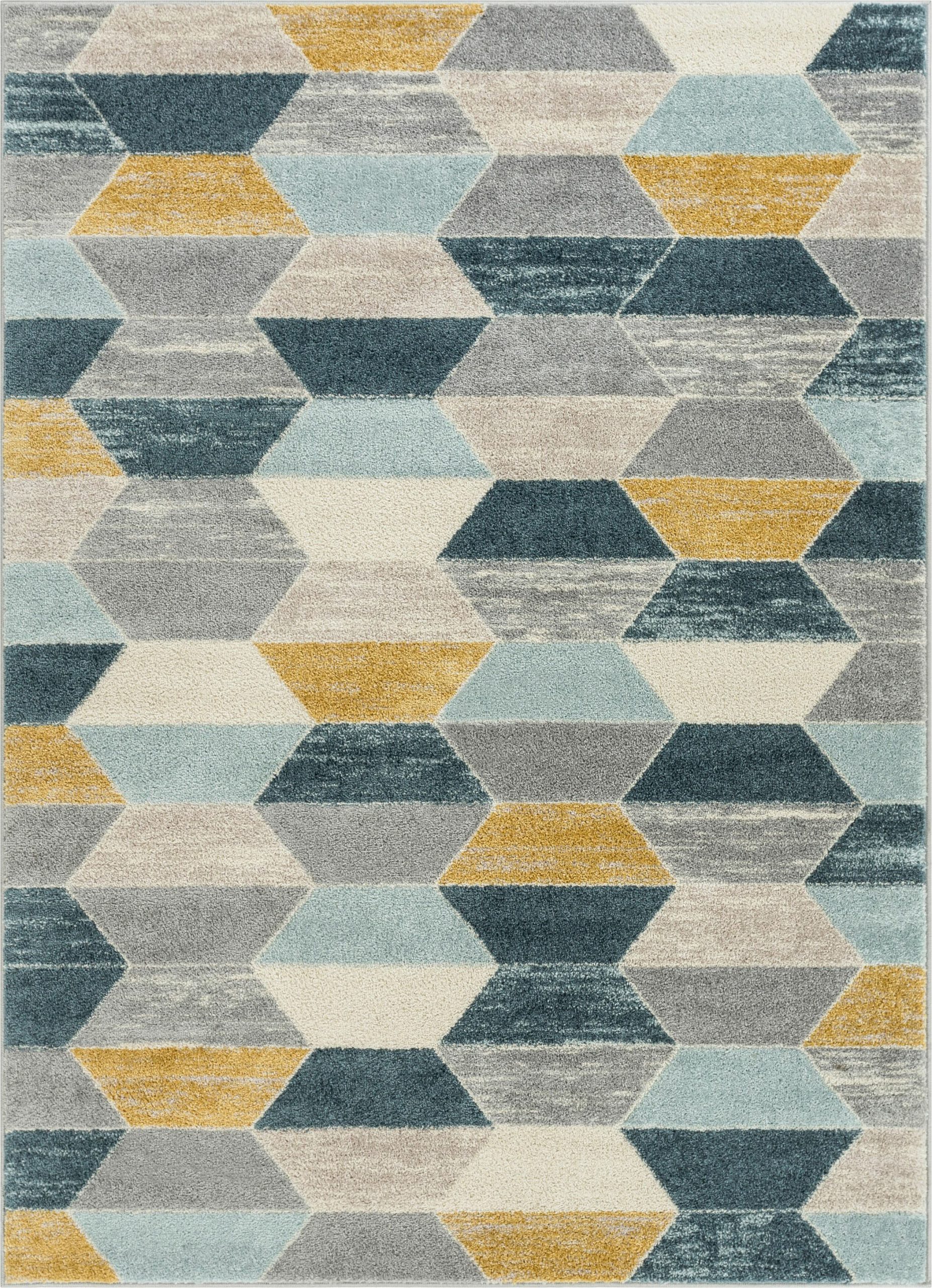 mystic modern vintage geometric bluegray area rug