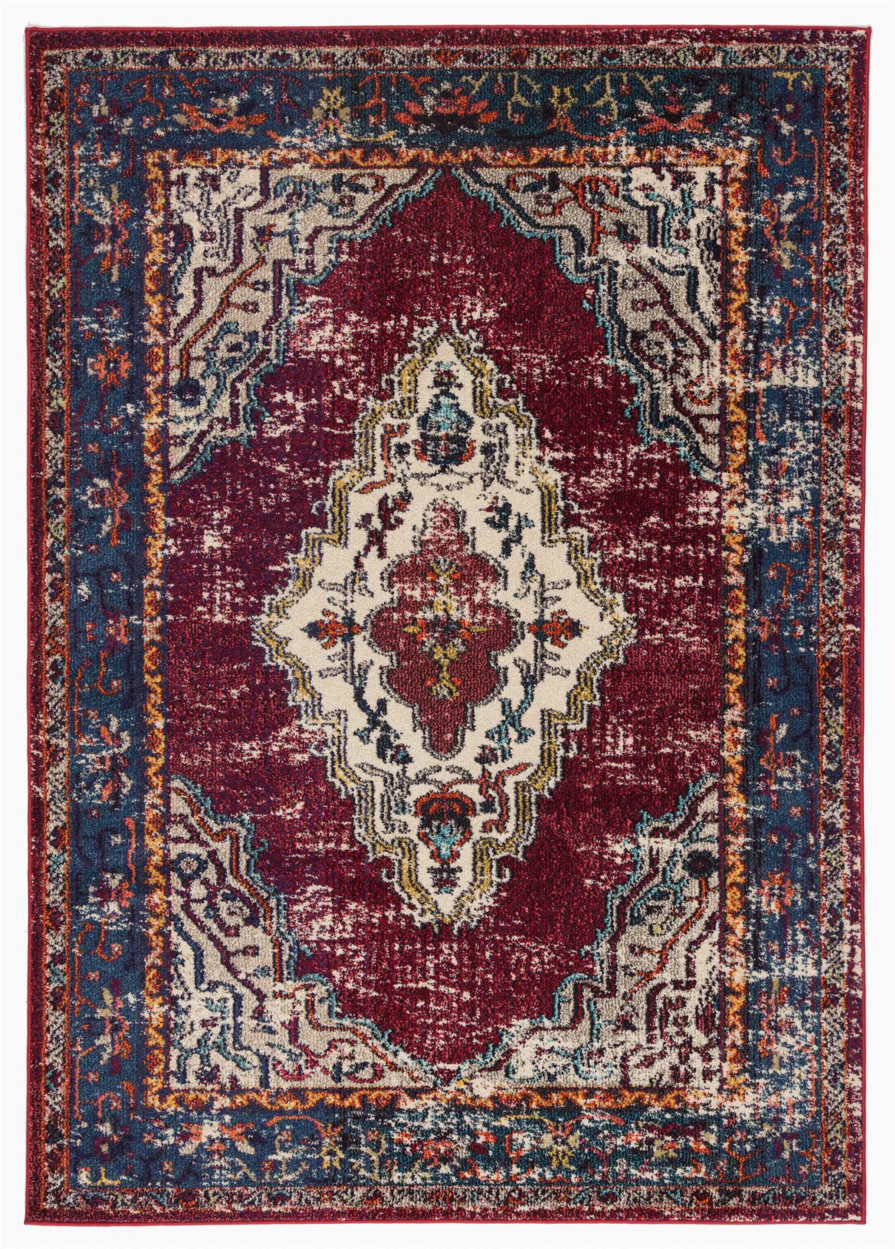 avianna persian inspired medallion maroonbluebrown area rug