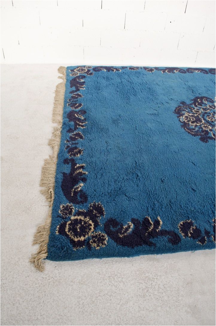 large moroccan berber vintage blue wool rug