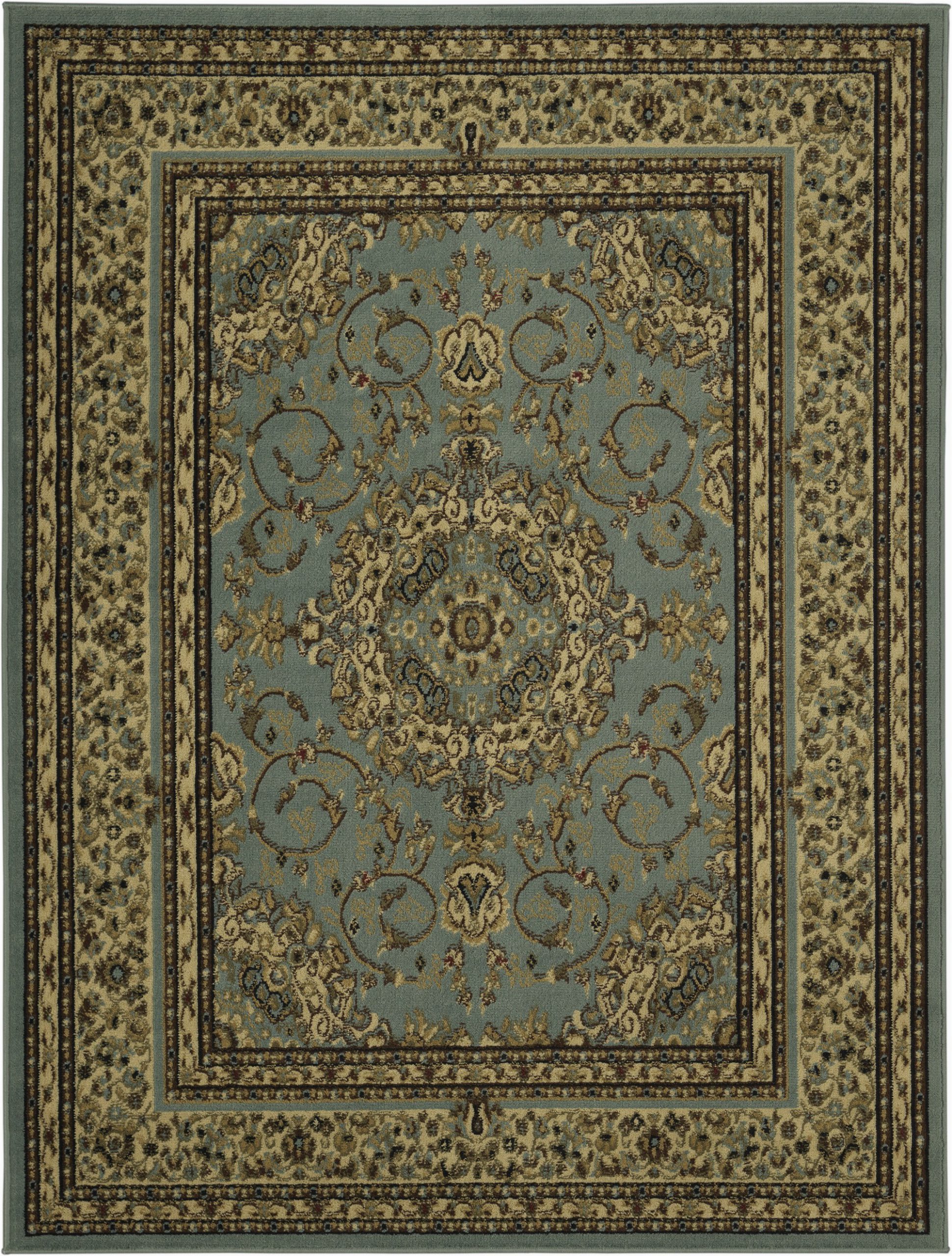 ottomanson royal collection new traditional oriental medallion design area rug 53x70 blue sage