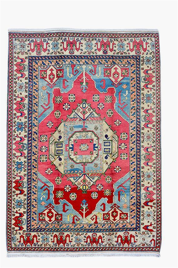 large red blue 9 x 12 vintage area rug