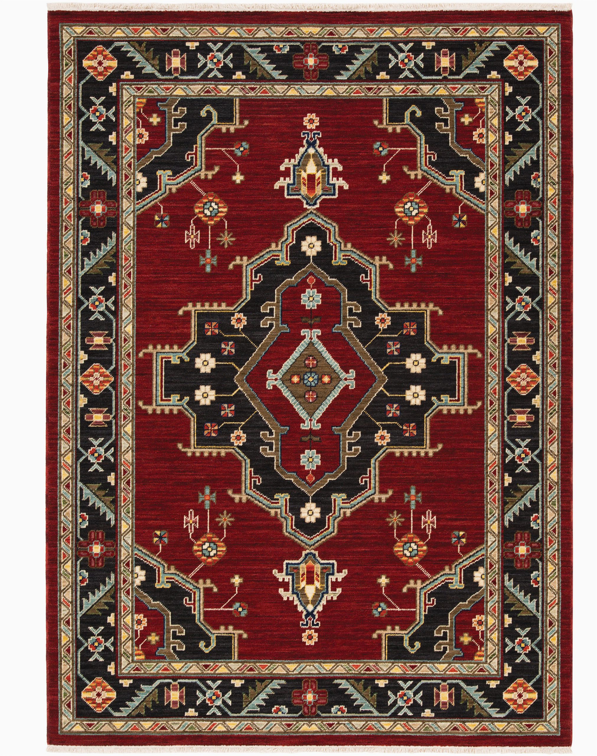 nimue oriental redblack area rug