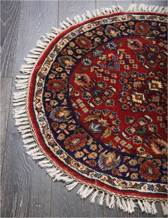 rugsville red persian tabriz round blue wool oriental rug 90 x 90