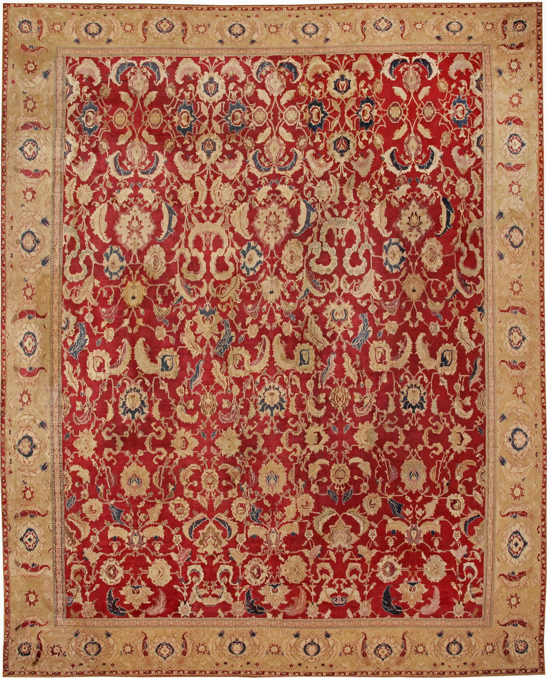 nazmiyal collection one of a kind indian hand knotted before 1900 agra gold 167 x 2010 wool area rug jnaz2498