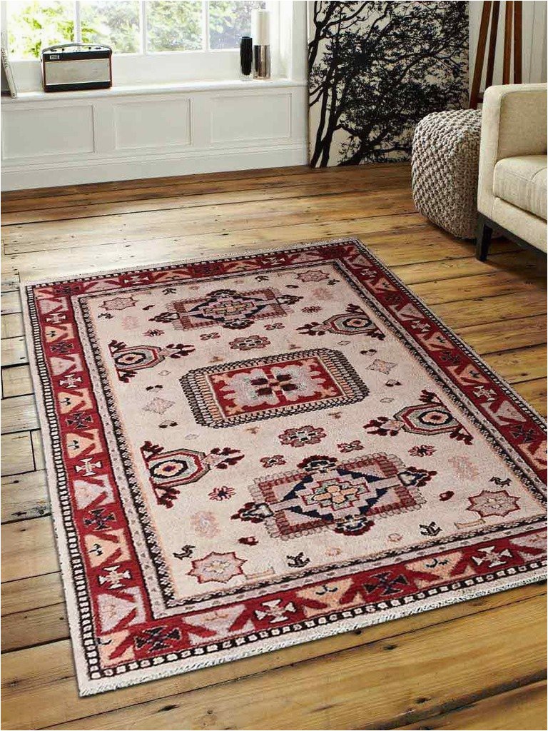 af0115k0926a15 8 x 10 ft hand knotted afghan wool and silk area rug cream and red kazak 75e9c88d4f1f4c568f f853deea4 p