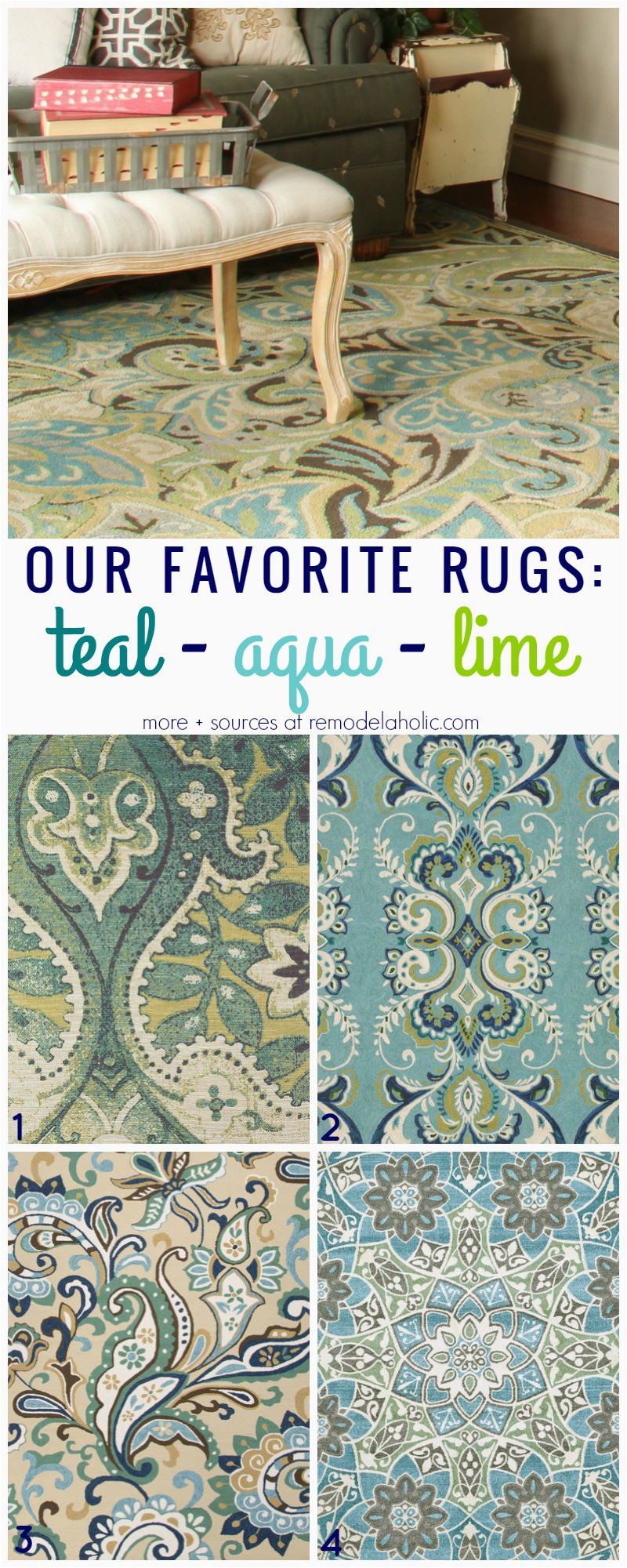 Favorite rugs teal aqua lime 1 4 Remodelaholic