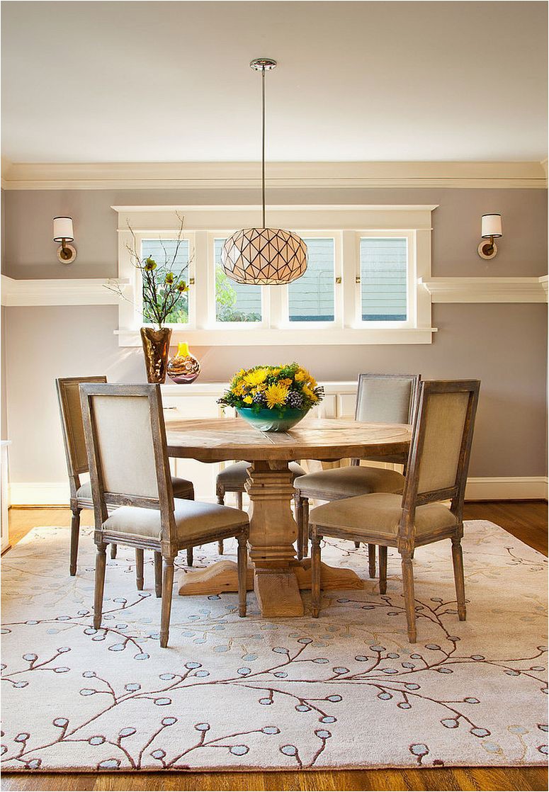 Craftsman style dining room with a gorgeous area rug