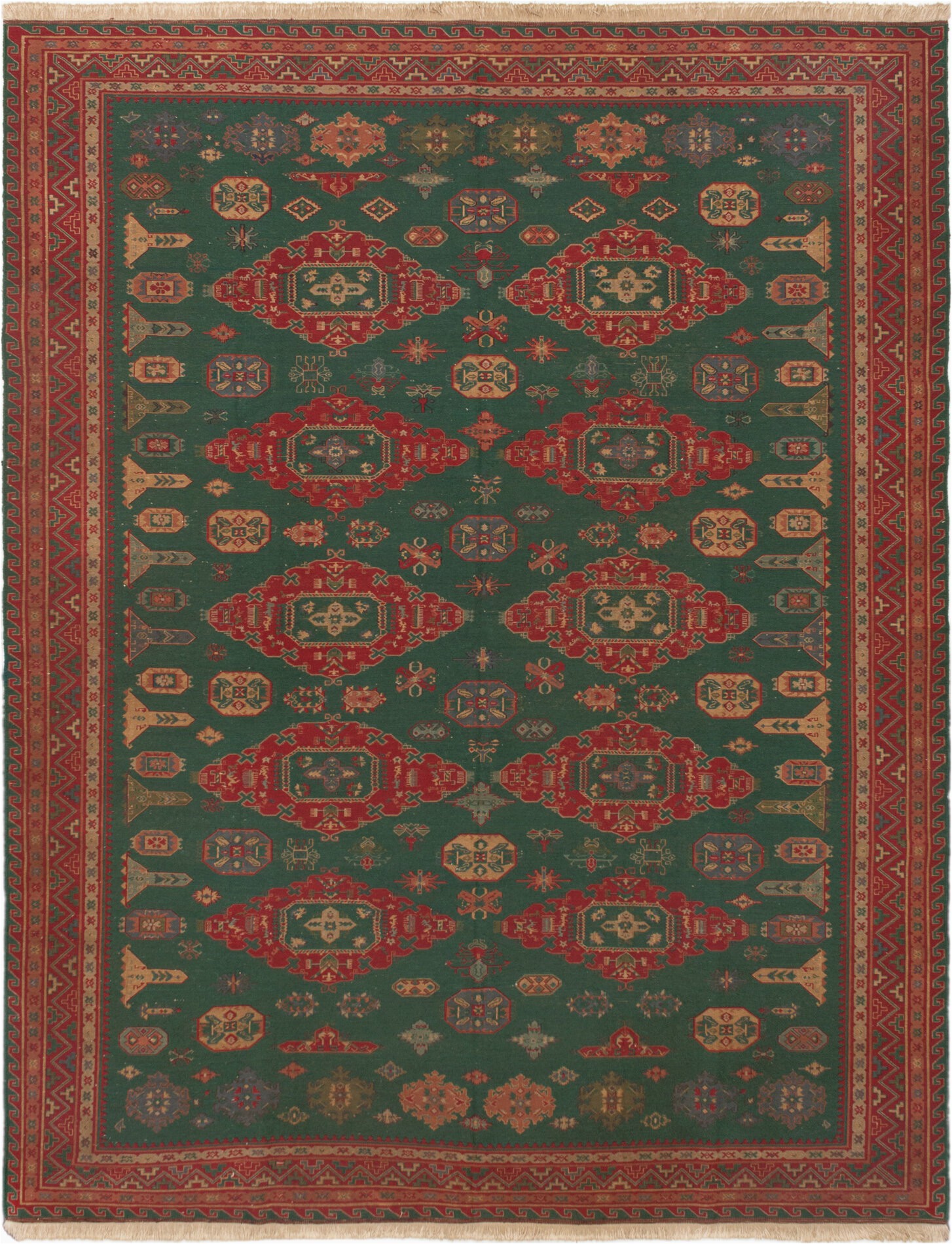 isabelline idalou handwoven flatweave 92 x 114 wool greenred area rug w piid=