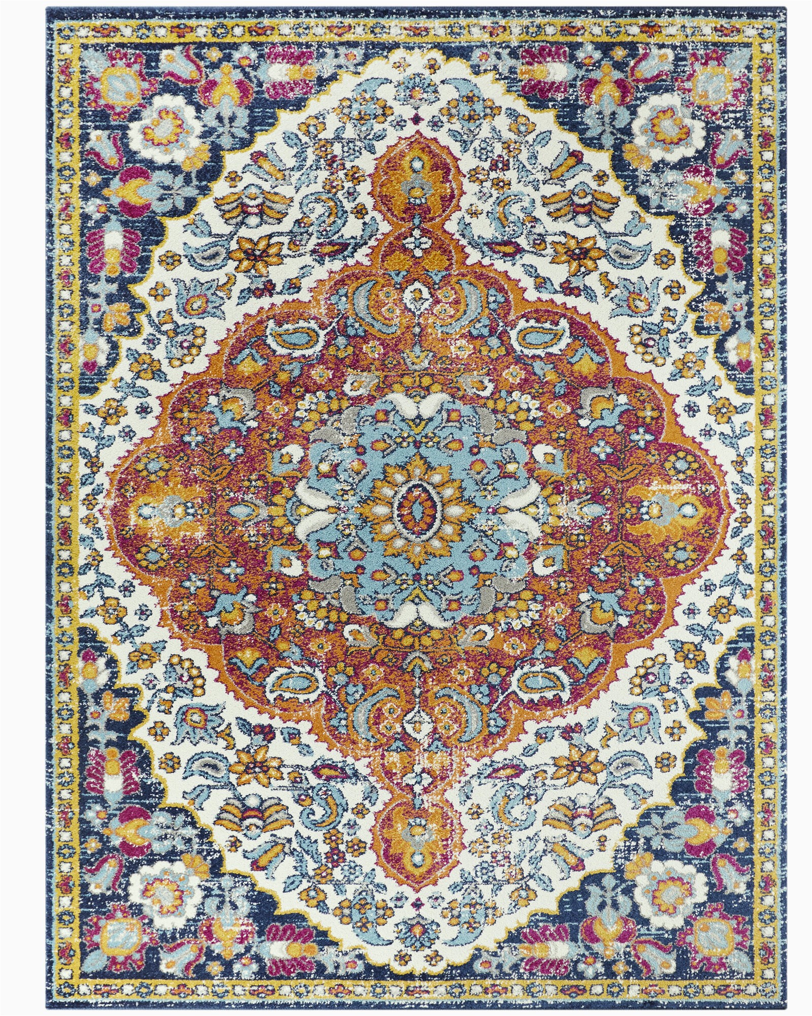 sultana oriental orange blue pink area rug