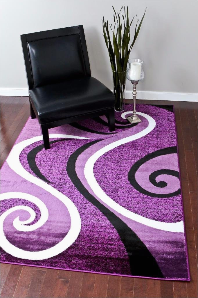 0327 purple black white 52 x 72 area rug abstract carpet