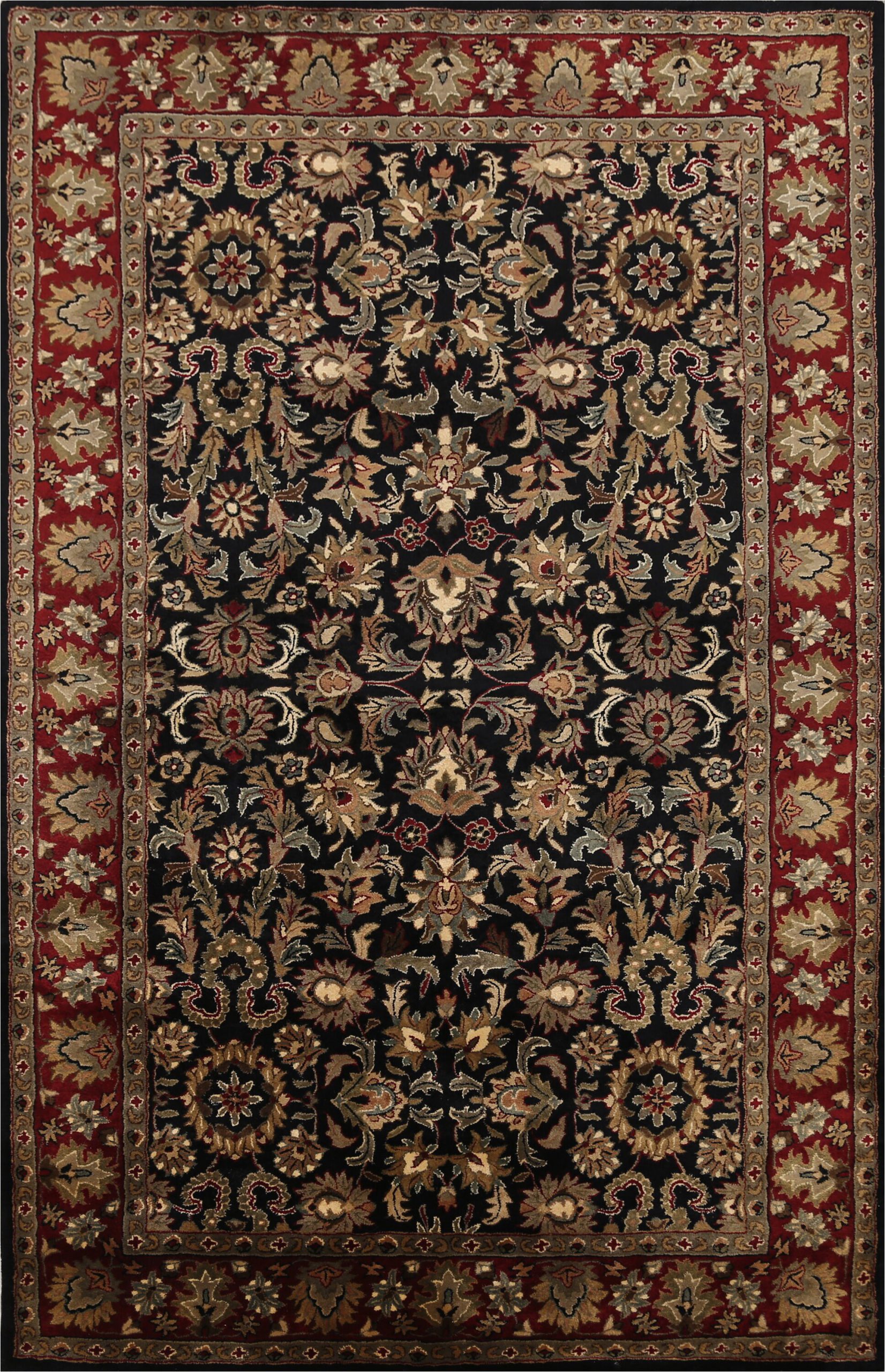 oriental handmade tufted wool blackbrownred area rug