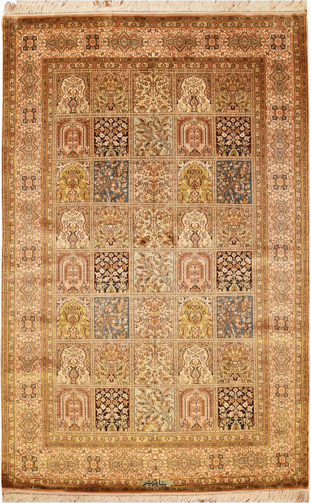 6x4 qum pure silk area rug carpet tree of life oriental hand knotted