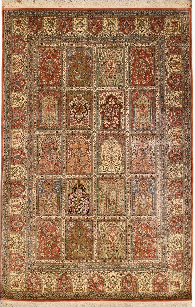 6x4 qum pure silk hamdan area rug carpet tree of life oriental hand knotted