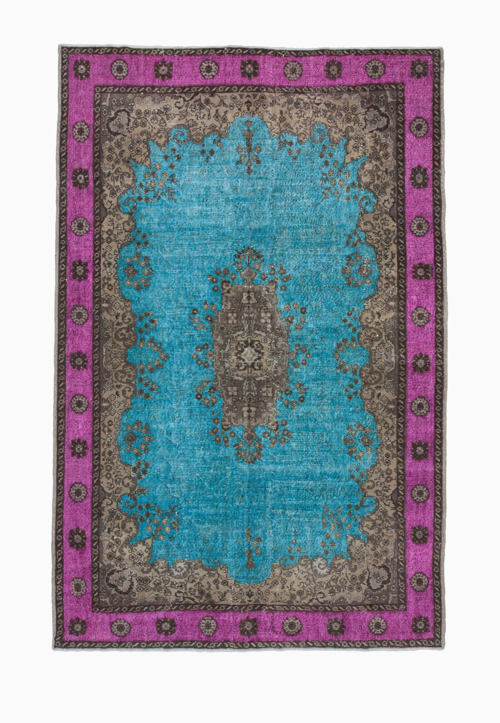 bloomsbury market one of a kind crowne hand knotted 1960s turkish brownfuchsiaturquoise 7 x 11 area rug w