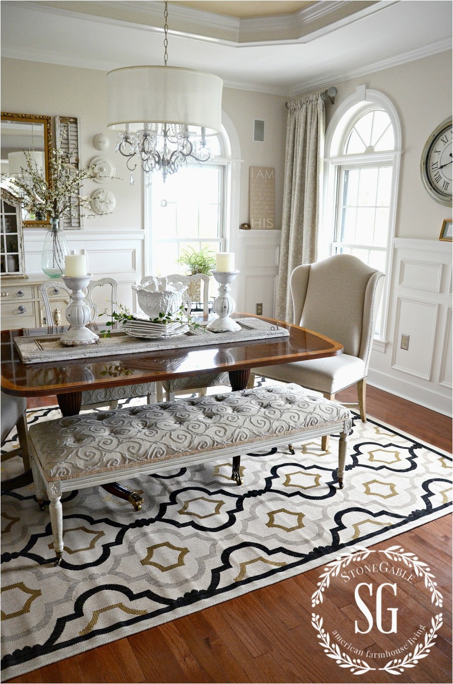 5 RULES FOR CHOOSING THE PERFECT DINING ROOM RUG dining room stonegableblog