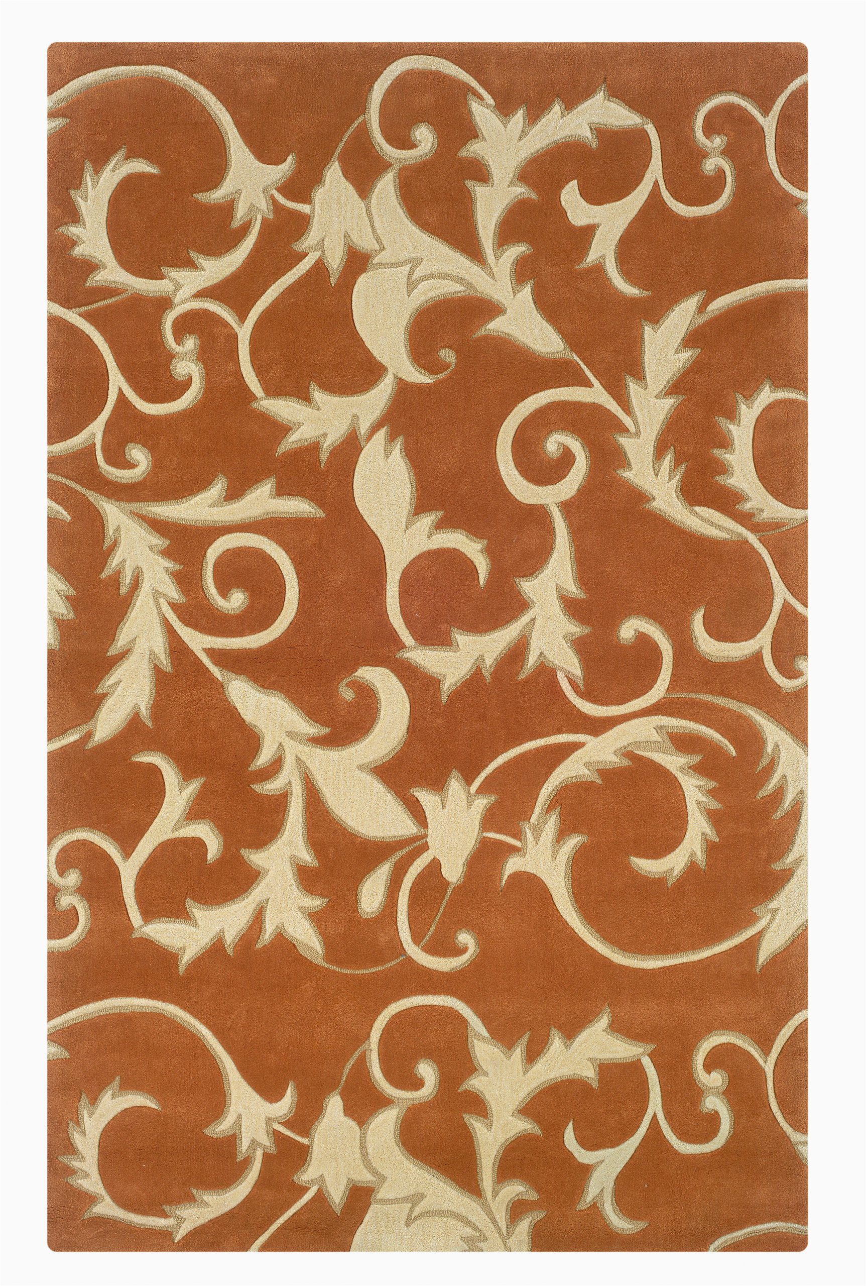 columban floral handmade tufted orange area rug