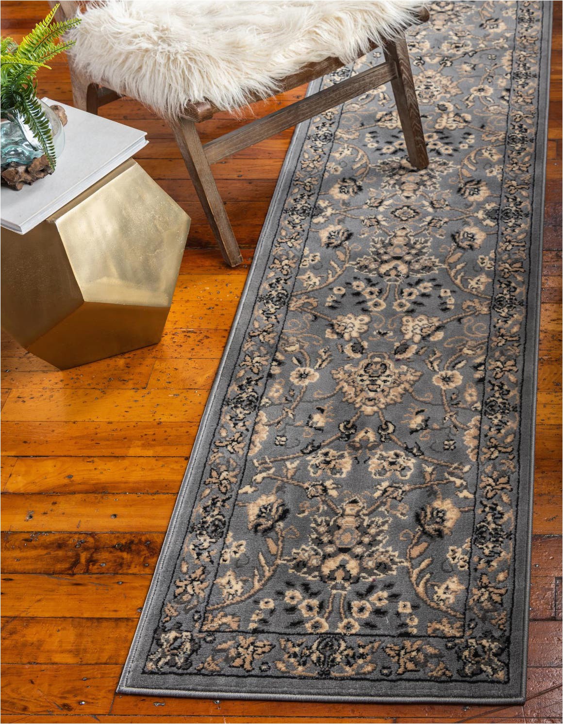 gray 10 ft runner kashan design area rug