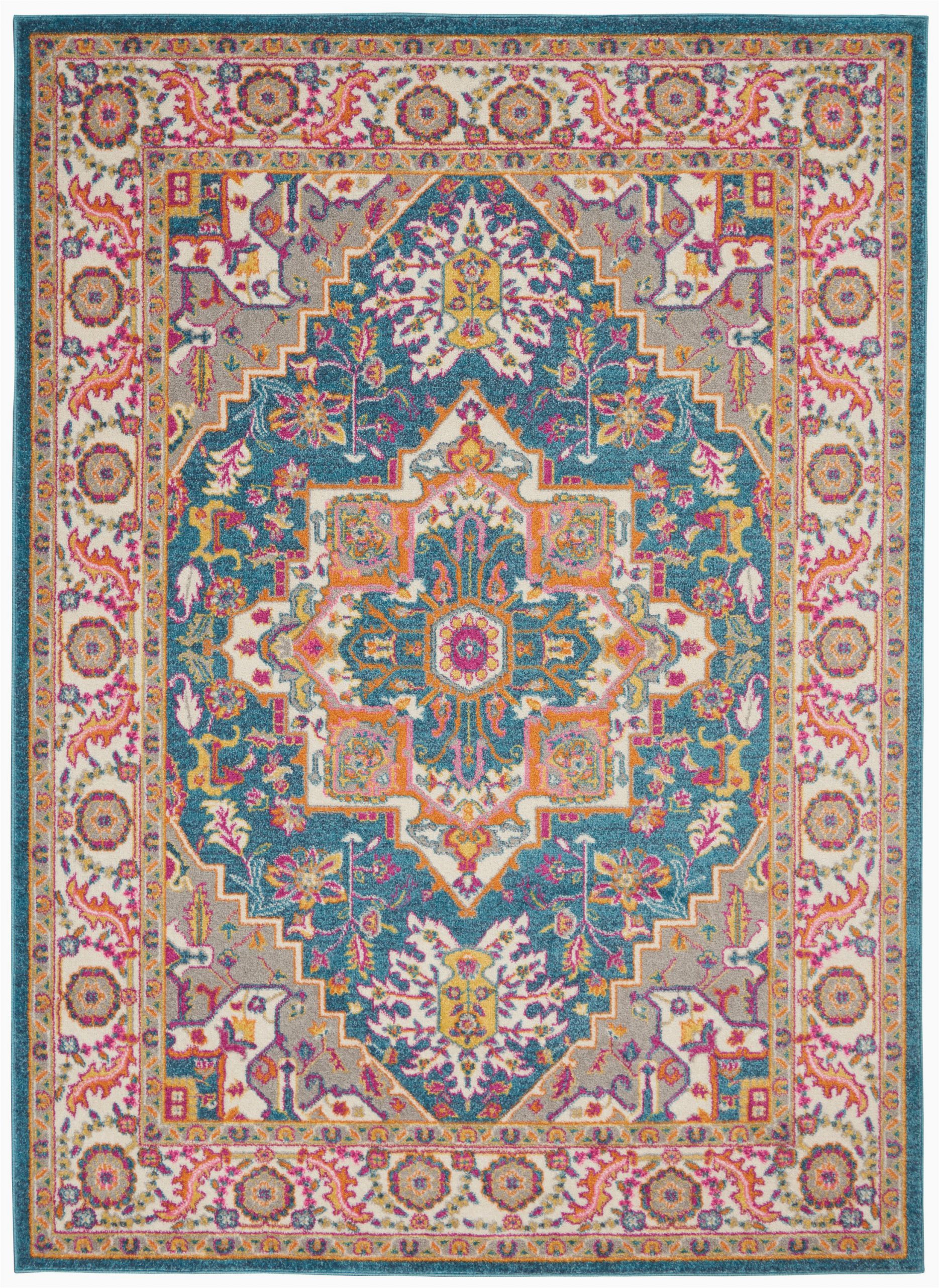 nourison passion psn20 teal multicolor area rug
