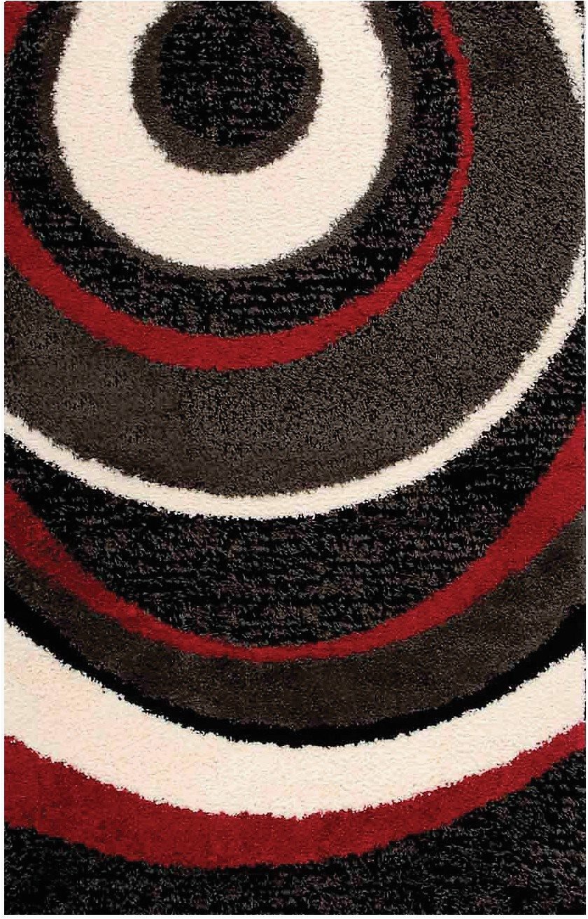 shaggy black charcoal red and cream area rug 8 x 11