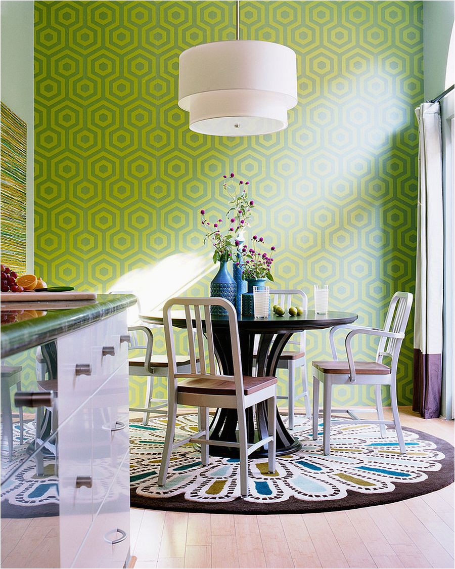 Who says dining room rugs need to be plain and boring