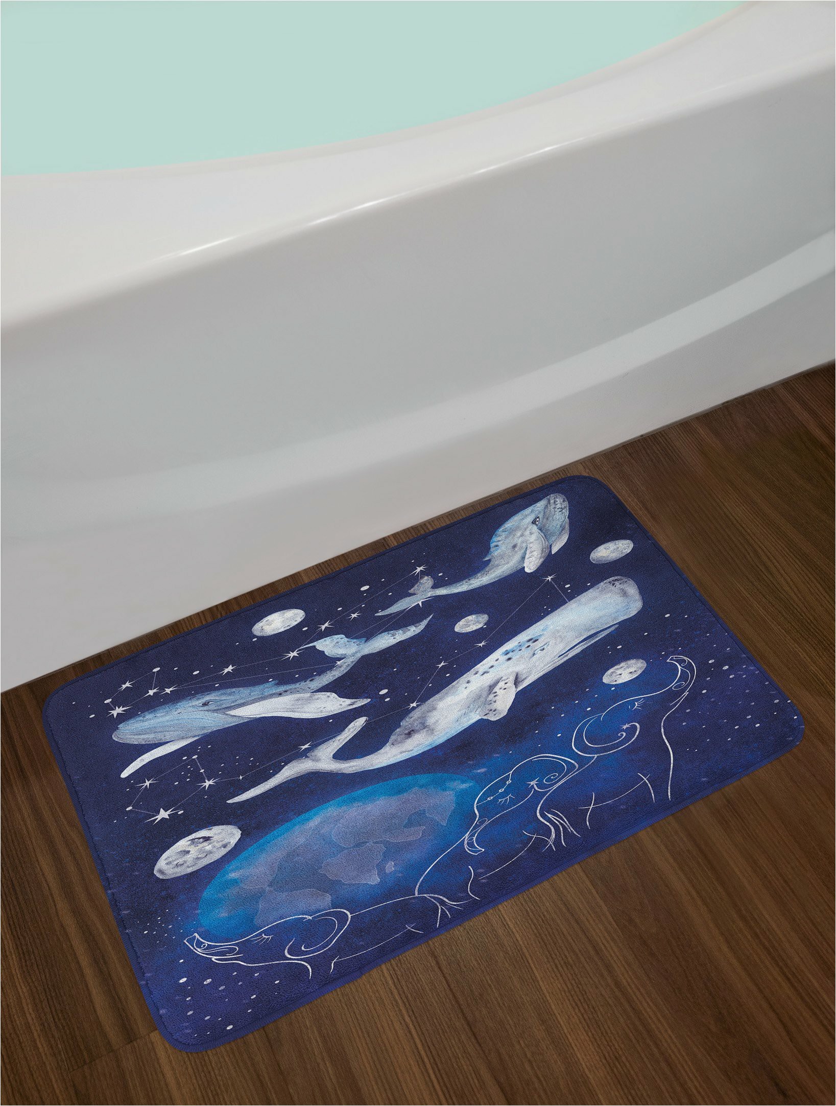 blue gray zodiac bath rug