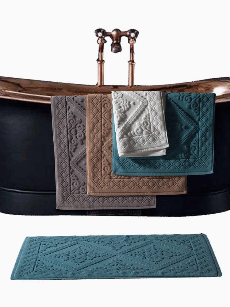 1pc Hotel Cotton Bath Mat Luxury Home Bath Rug Jacquard Towel Rug Thick Anti slip Doormat q50