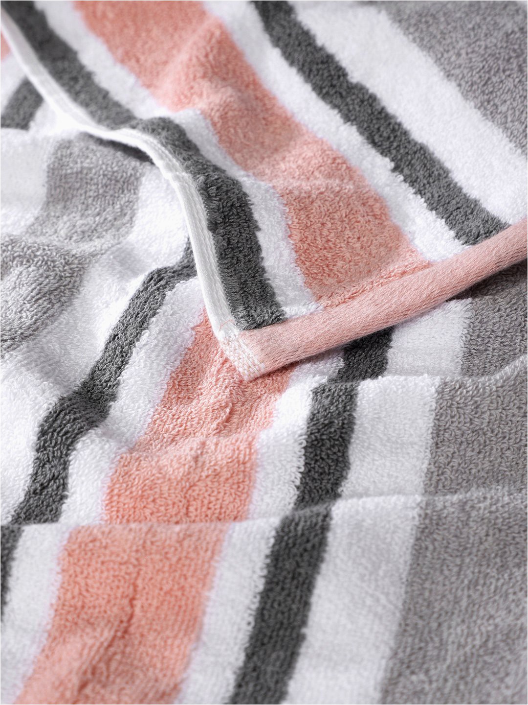 peach grey striped cotton 450 gsm bath towel