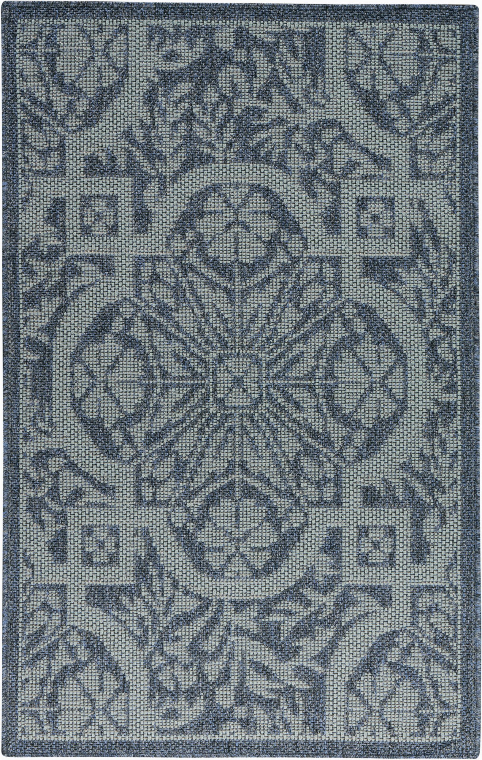 presswood geometric slate blue indoor outdoor area rug