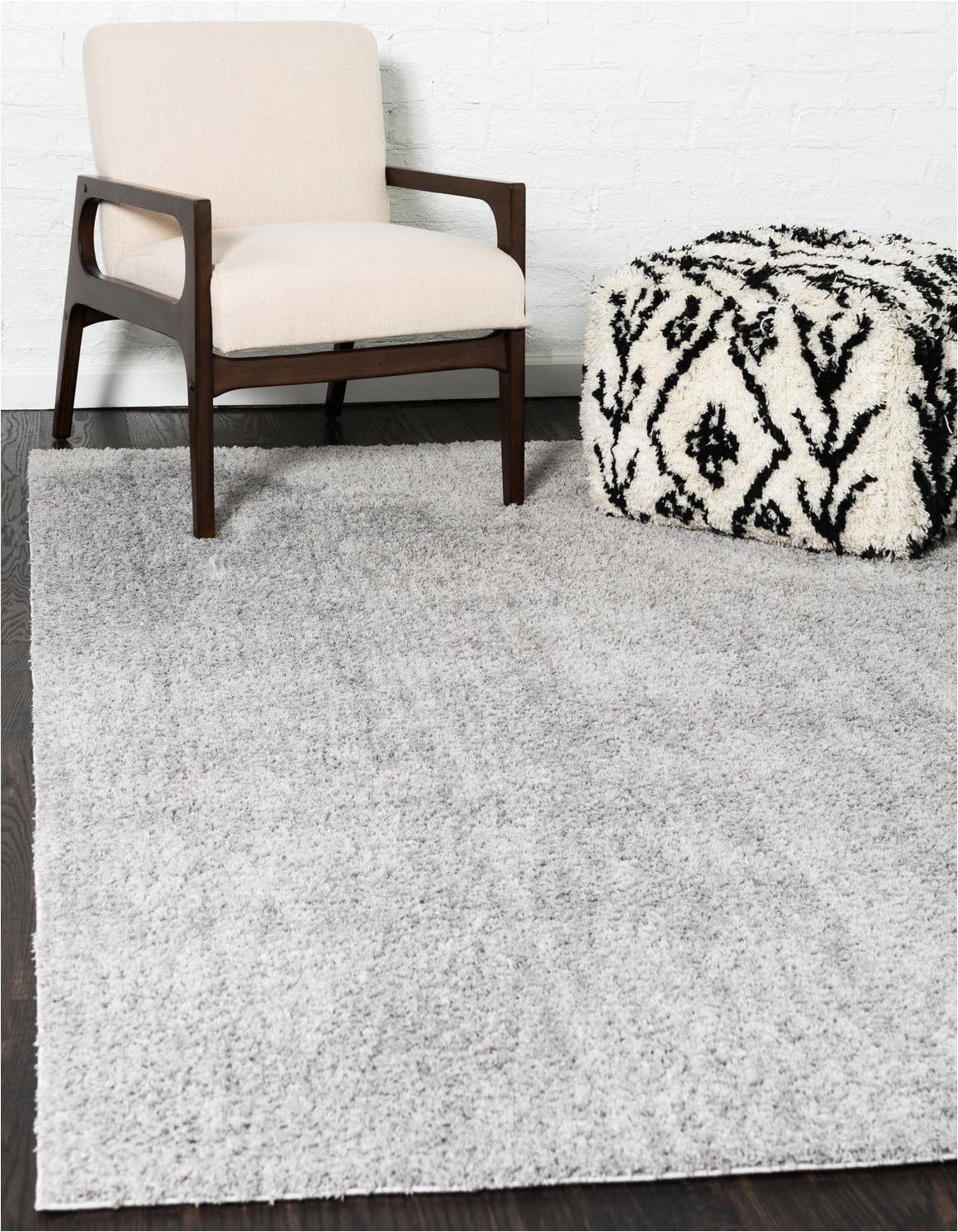 light gray 8x10 solid shag area rug