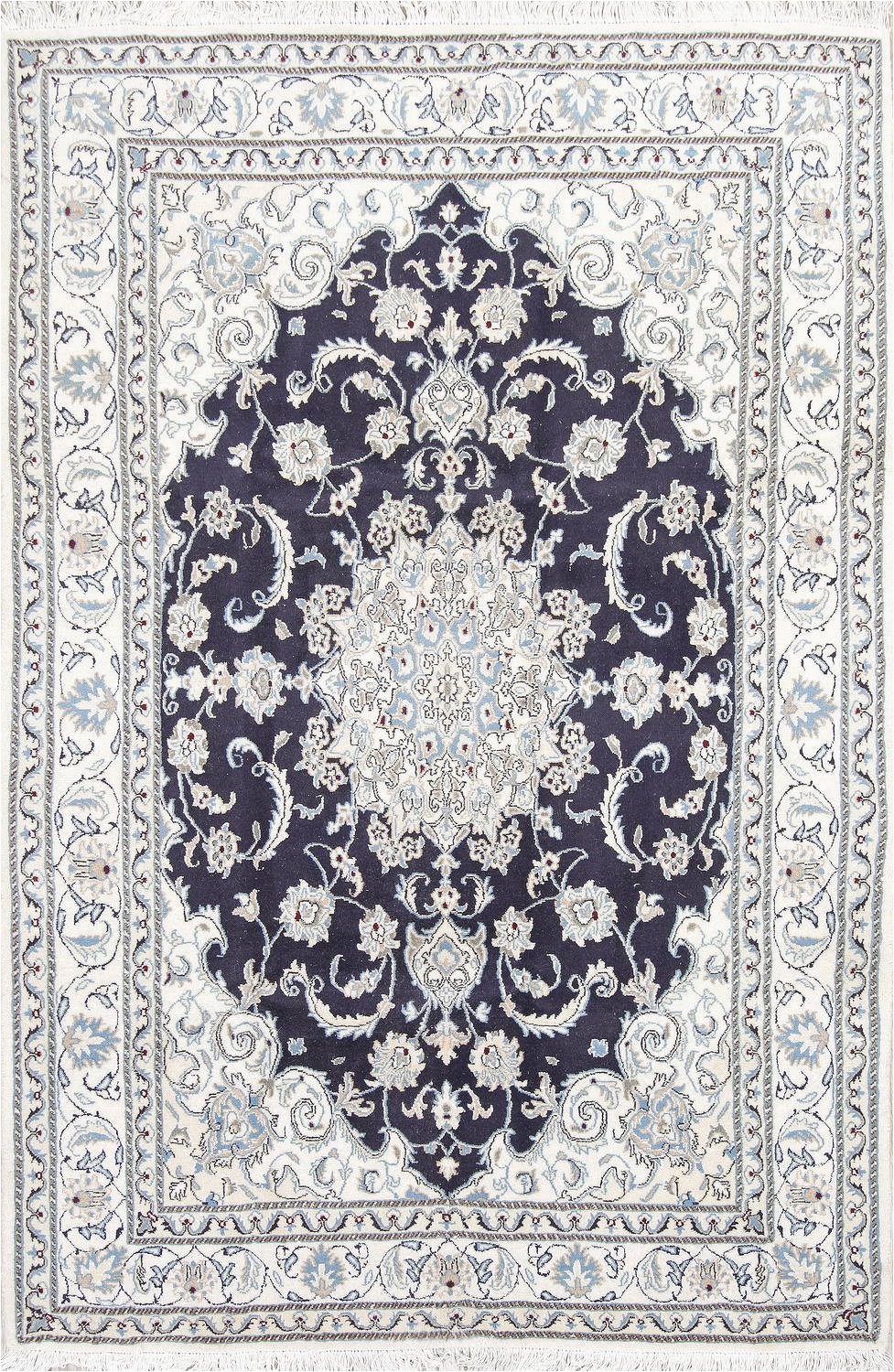 navy blue floral nain persian area rug 6x8