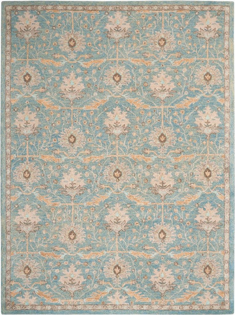 jazmine 9 x 12 light blue and beige persian area rug nourison jaz02