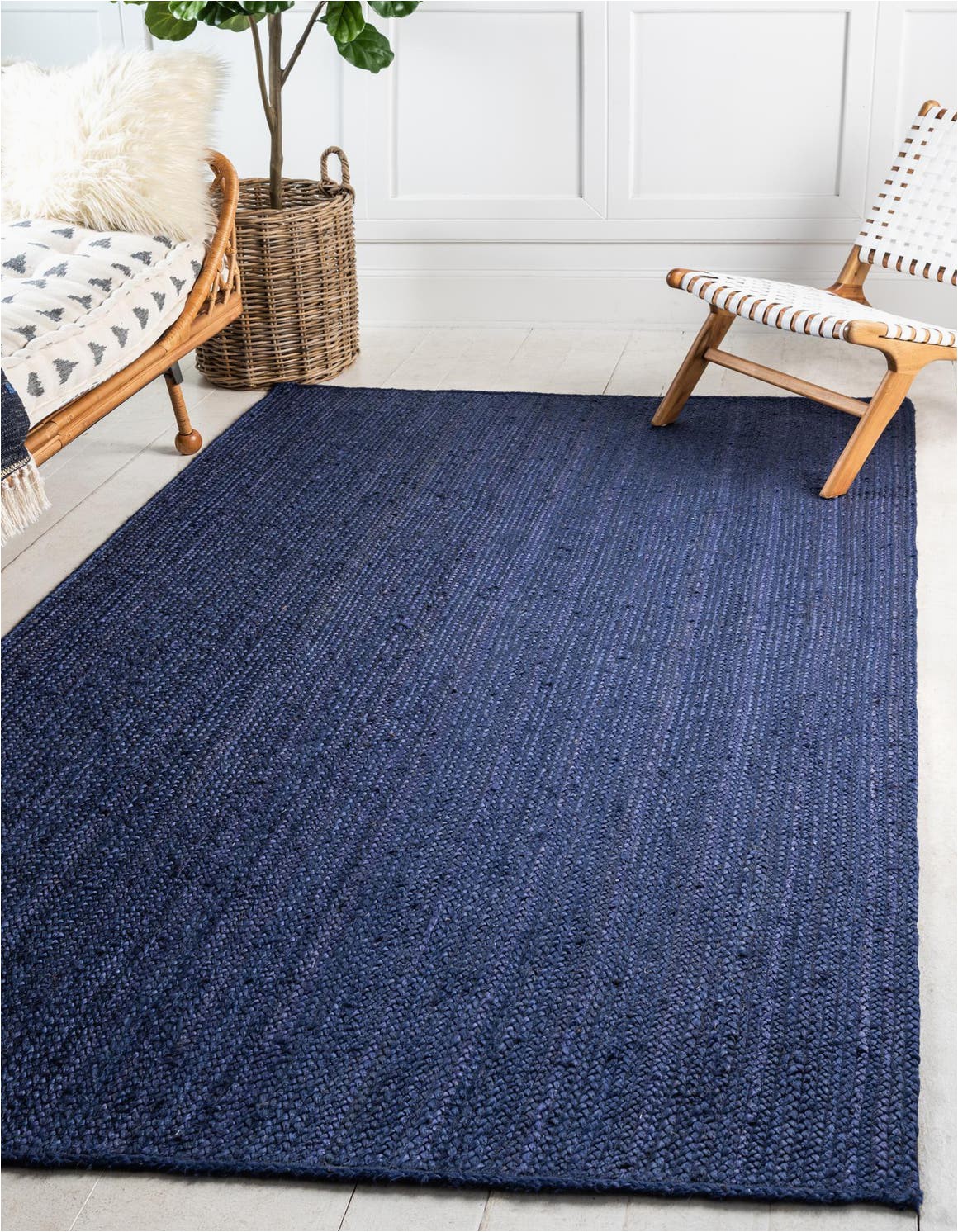 navy blue 8x10 braided jute area rug