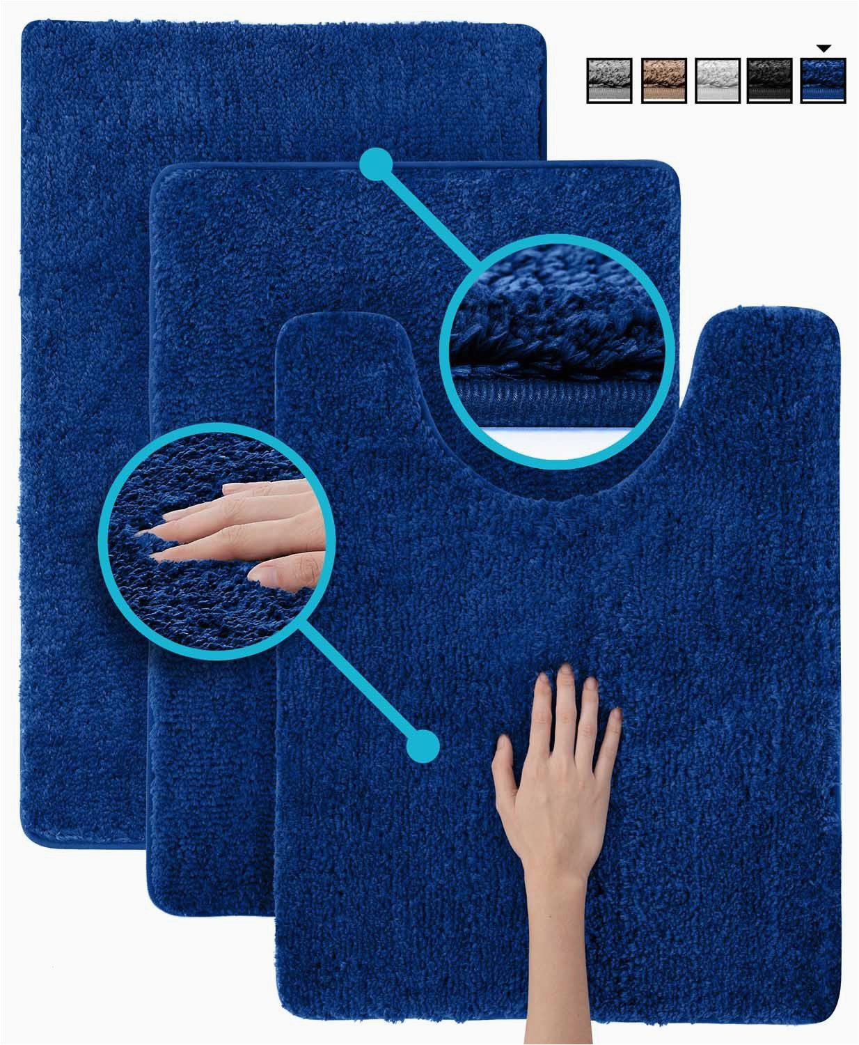luxe rug dark blue plush bathroom rugs set bath shower mat w non slip microfiber super absorbent rug alfombras para banos 3 dark blue