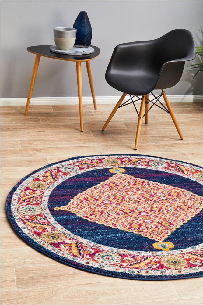 centa 966 royal blue round rug
