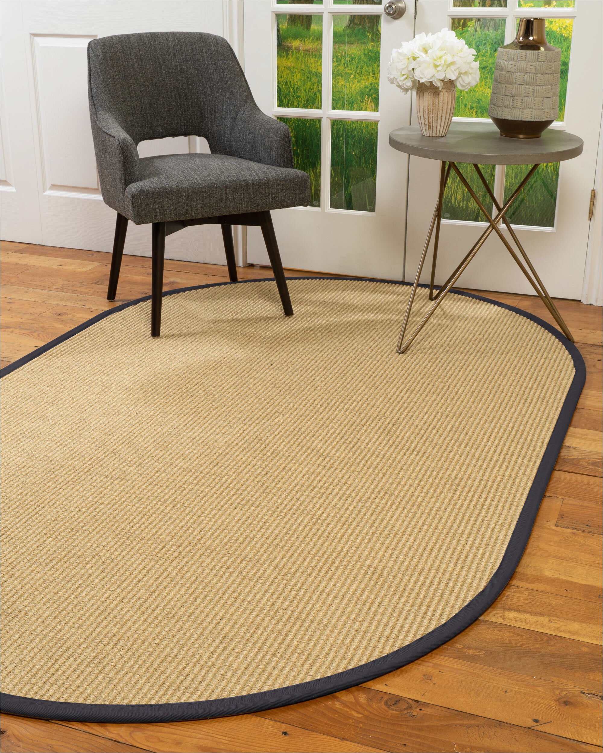 bay isle home natural area rugs 100 natural fibre handmade lucca 5 octagon beige sisal rug midnight blue border c