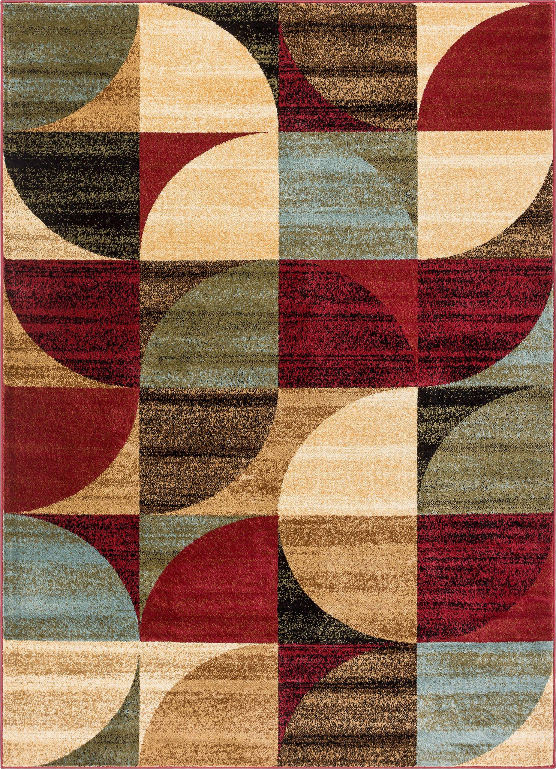 well woven mid century modern multicolour geometric modern area rug easy to clean stain shed free abstract contemporary colour block boxes soft living dining room rug 160 x 120 cm 311 x 53 ft