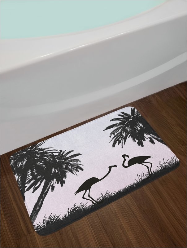 nature flamingo birds and palm trees in miami exotic natural scenery artwork non slip plush bath rug