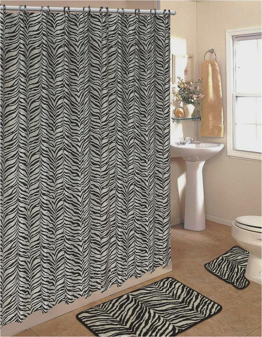 4pcs bath rug set zebra white print bathroom rug shower curtain mat rings by jenin