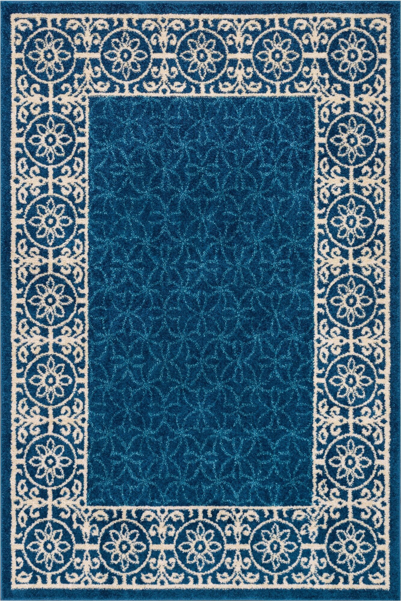 otterville geometric royal blueivory area rug
