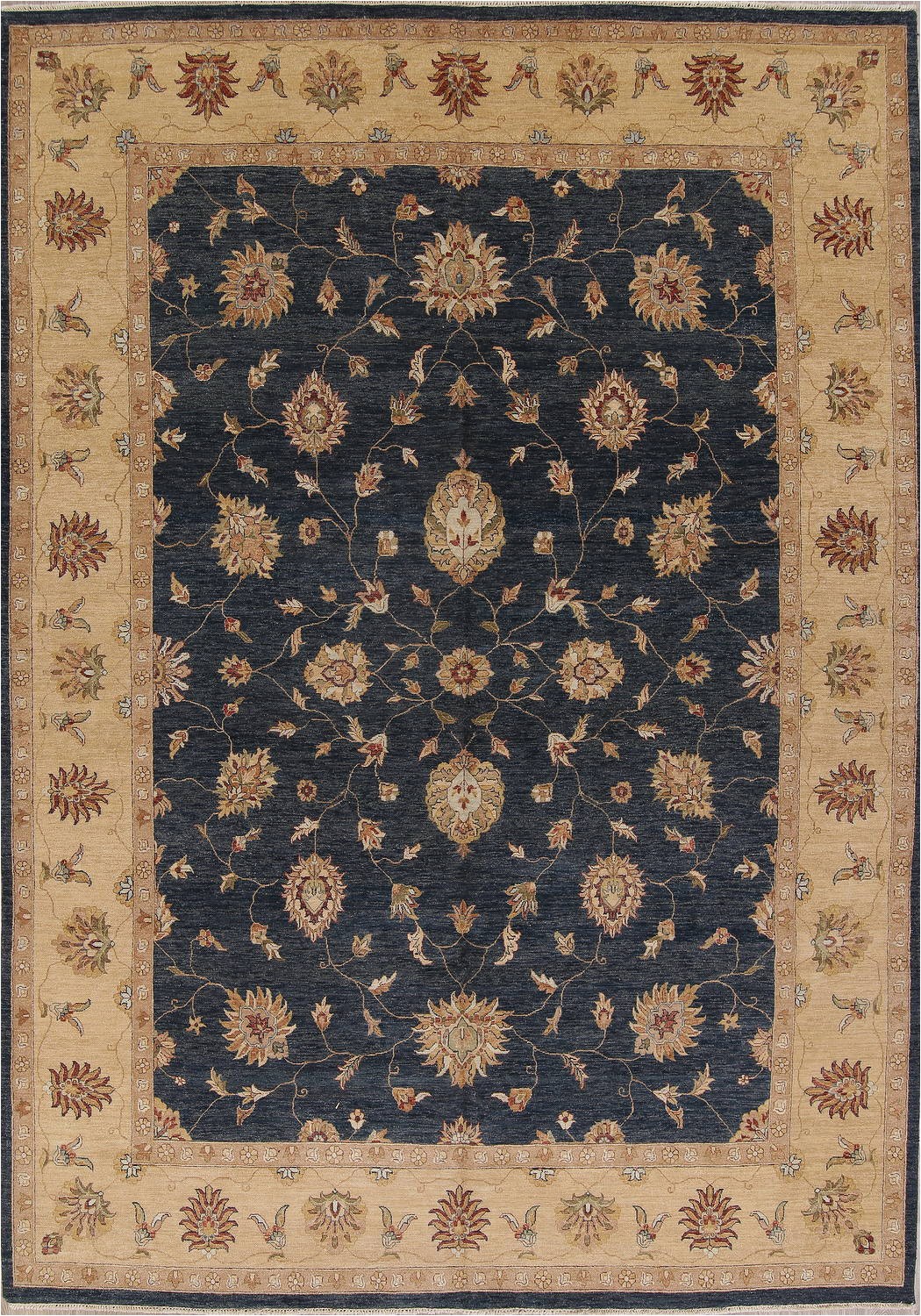 charcoal blue floral oushak oriental area rug 10x14