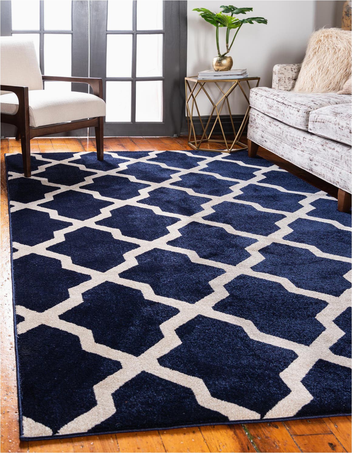 navy blue 5x8 lattice area rug