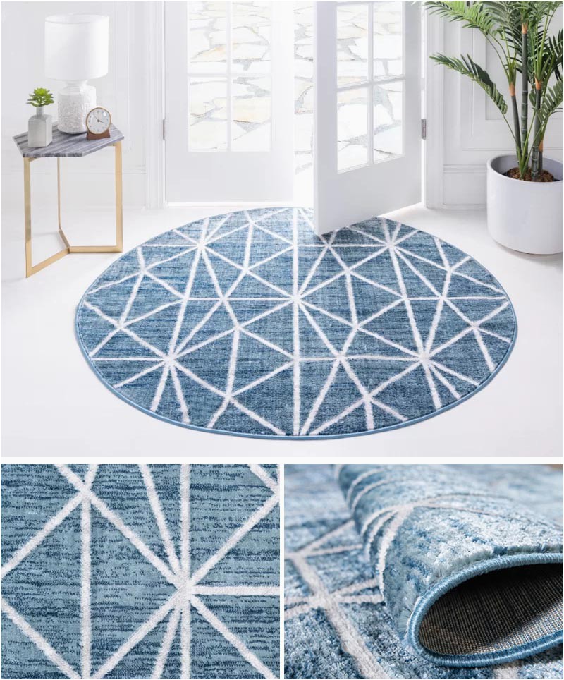 modern round blue rug indoor outdoor 822 03