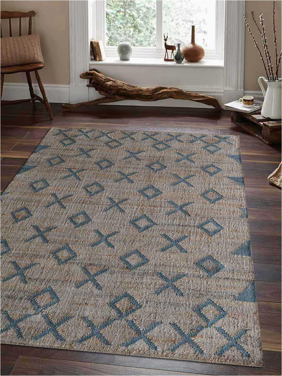 hand woven kilim jute eco friendly natural area rug contemporary beige light blue j size=selected