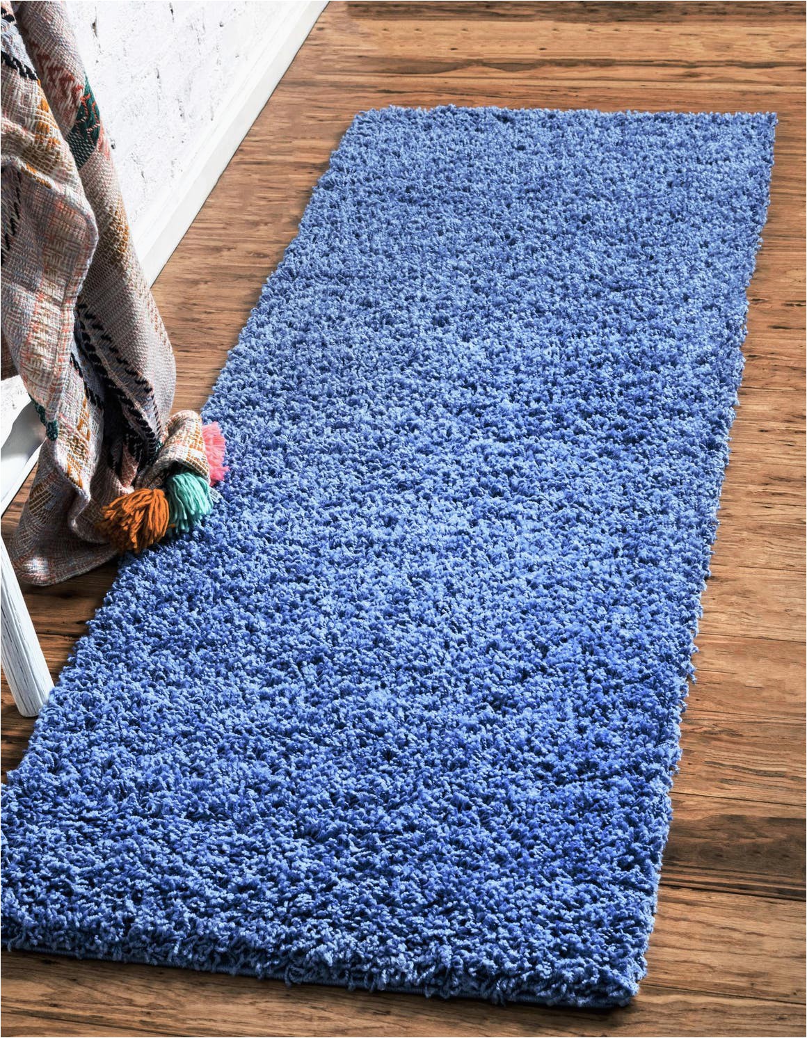 periwinkle blue 13 ft runner solid shag area rug