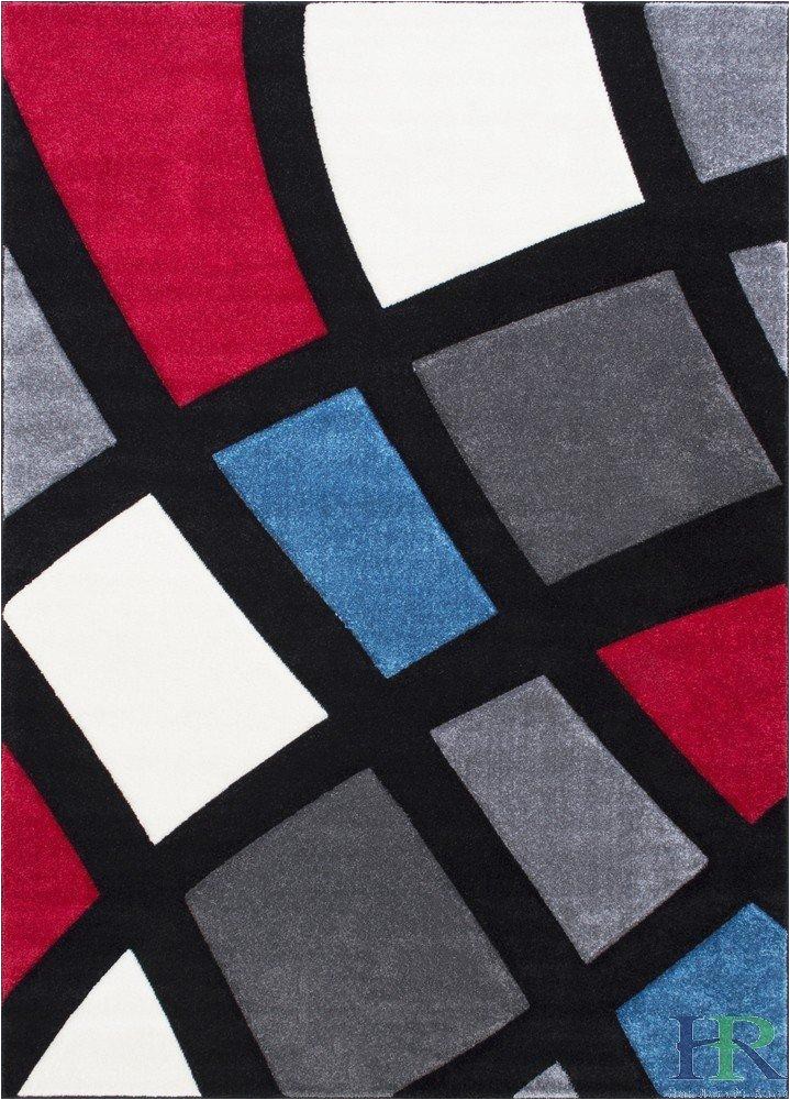 modern window pattern contemporary area rug with 3d hand curve effect gray charcoal blue white red